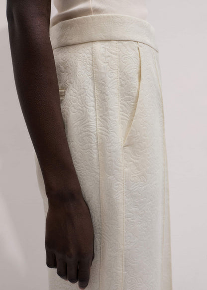 Ivory Luxe Jacquard Straight Crop Pant | ME+EM
