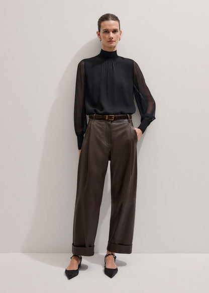 Brown Leather Clever Tapered Pant | ME+EM