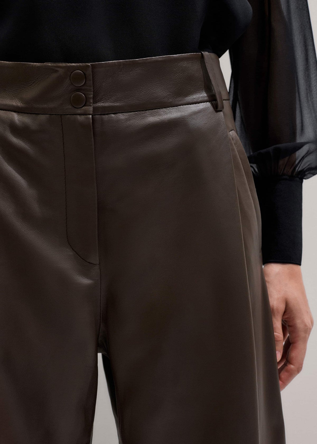 Brown Leather Clever Tapered Pant | ME+EM