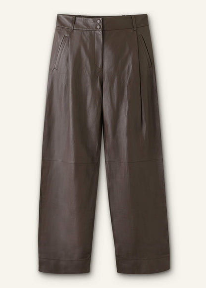 Brown Leather Clever Tapered Pant | ME+EM