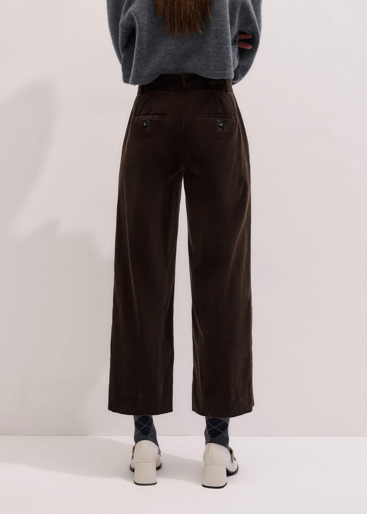 Brown Italian Cord Straight Crop Pant | ME+EM