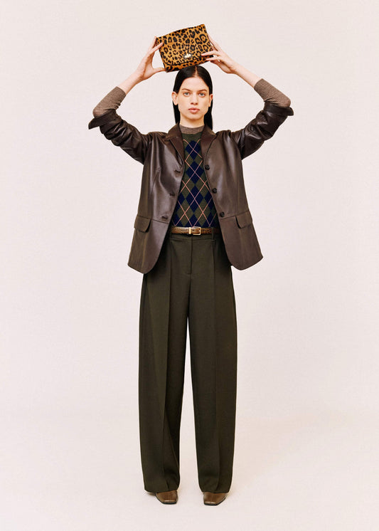 Olive Green Pintuck Tapered Pant | ME+EM