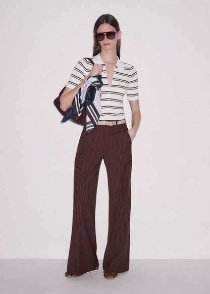 Cinnamon Pinstripe Leg Elongator Pant | ME+EM