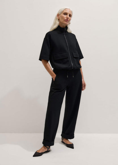 Black Luxe Travel Tailoring Barrel-Leg Pant | ME+EM
