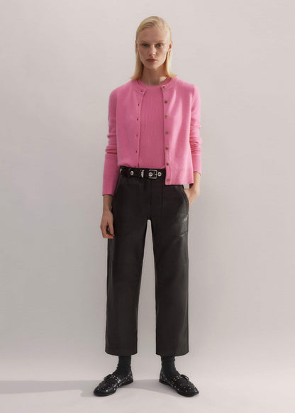 Black Washed Leather Engineered-Leg Pant | ME+EM