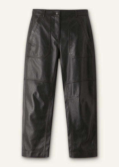 Black Washed Leather Engineered-Leg Pant | ME+EM