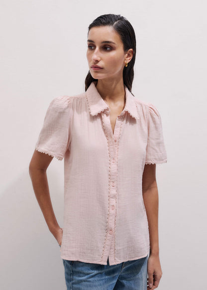 Pink Cheesecloth Trim Detail Blouse | ME+EM