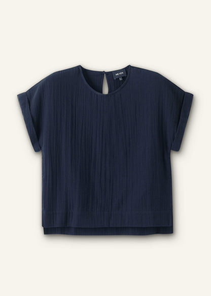 Navy Cheesecloth T-Shirt | ME+EM