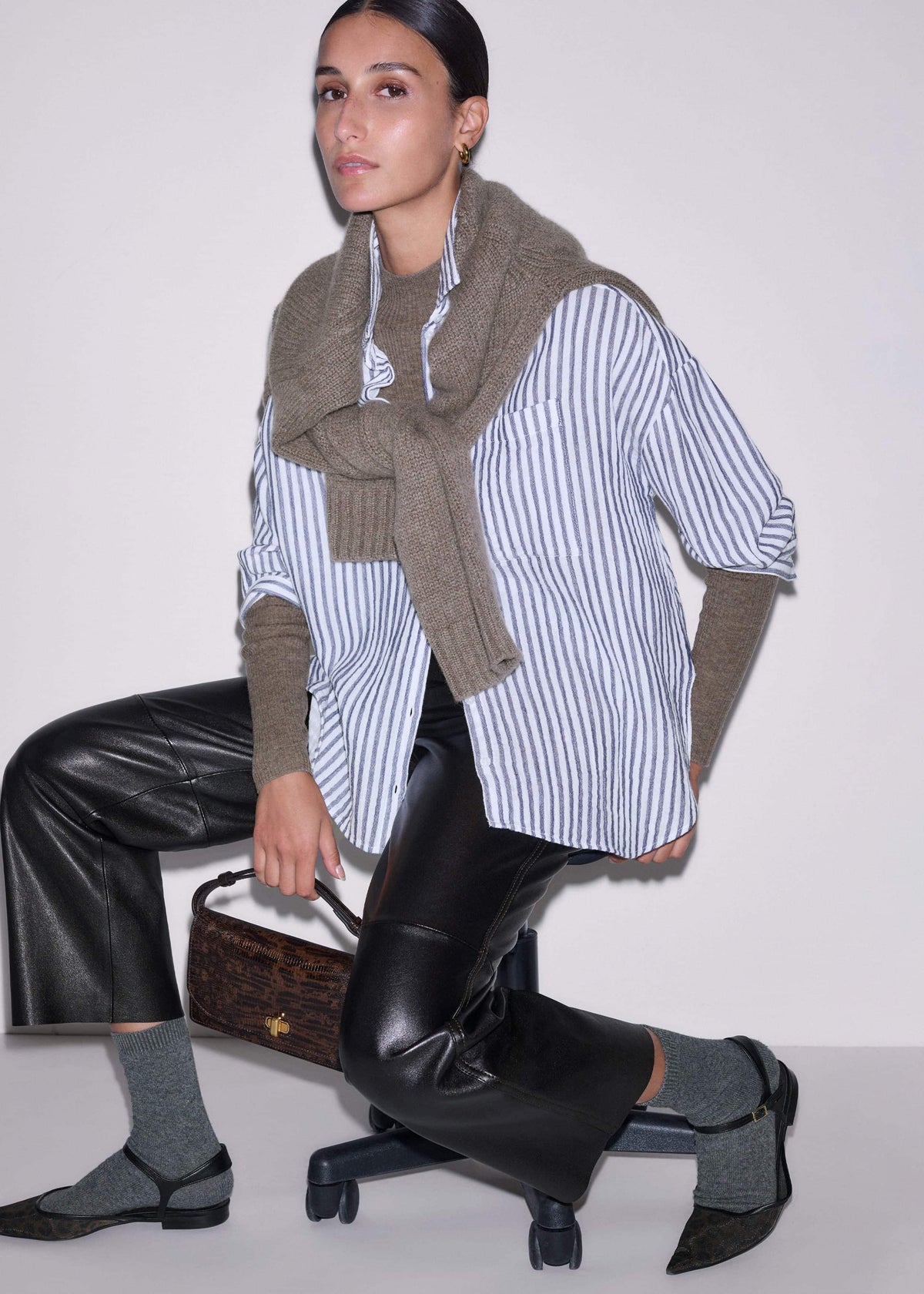 Navy Cheesecloth Relaxed Stripe Shirt | ME+EM