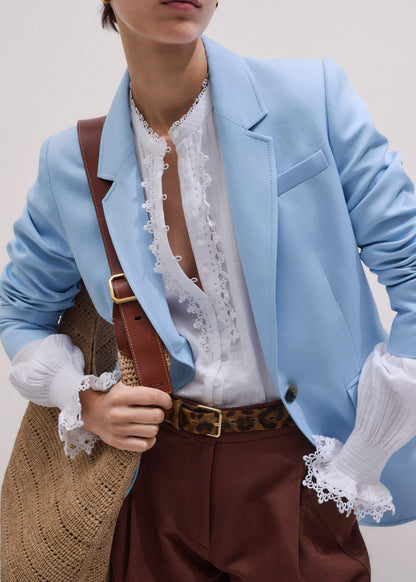 White Cheesecloth Intricate Detail Blouse | ME+EM