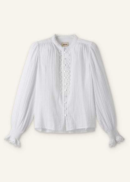 White Cheesecloth Intricate Detail Blouse | ME+EM