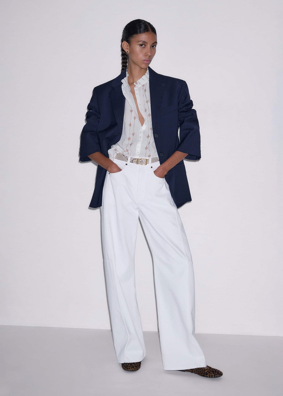 White Turn-Up Cuff Blouse | ME+EM