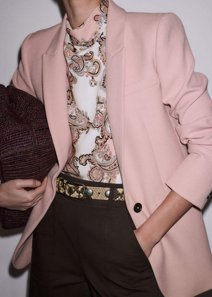 Pink Silk Draped Neck Top | ME+EM