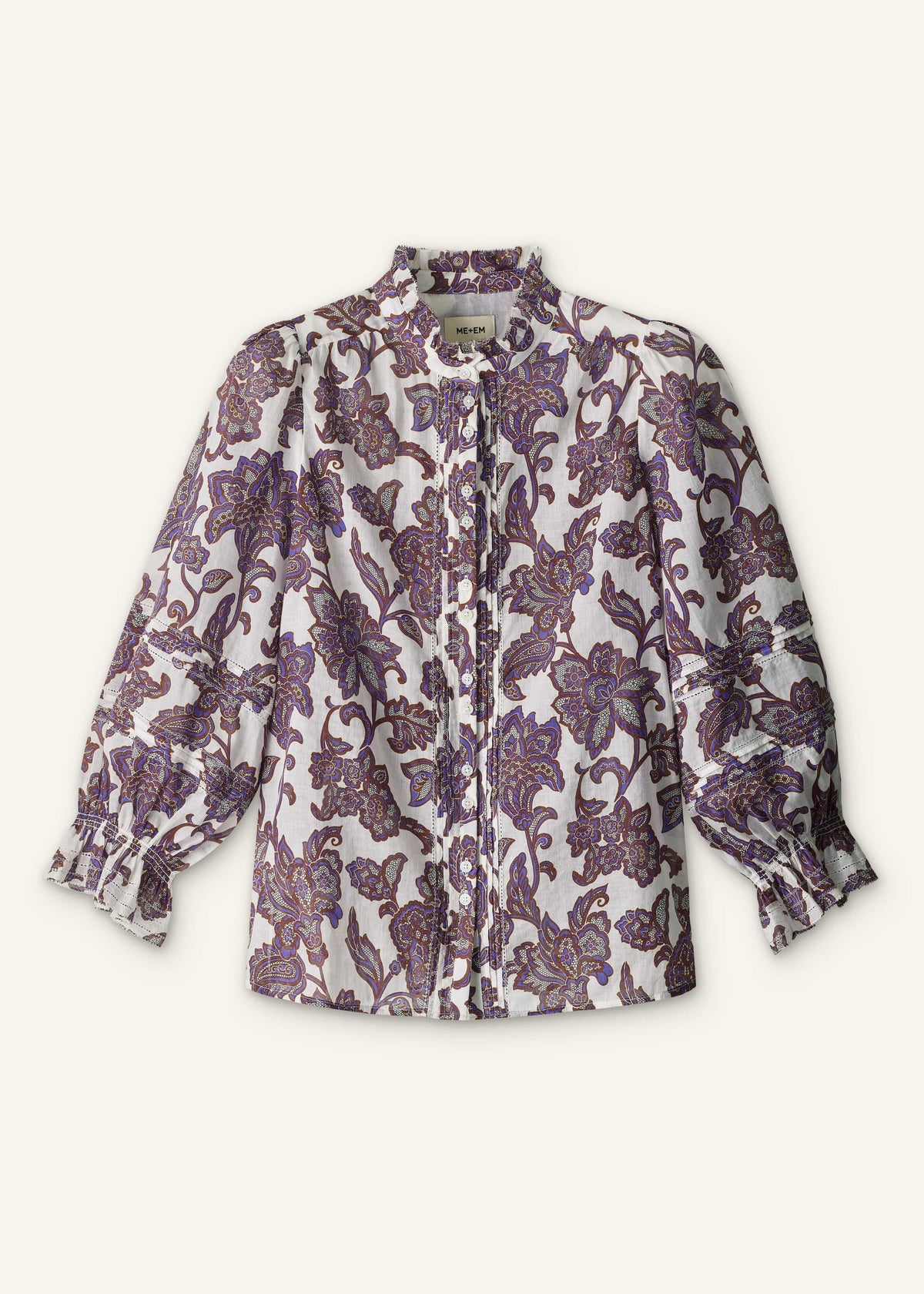 Cream Floral Print Blouse | ME+EM