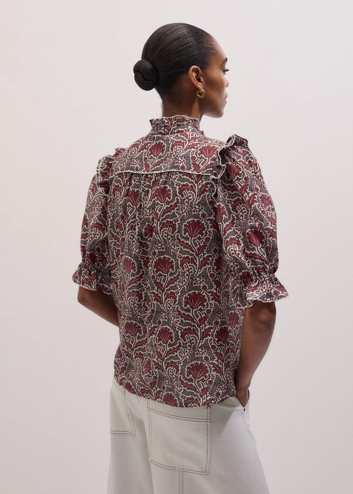 Brown Silk Cotton Rising Wildflower Print Blouse | ME+EM