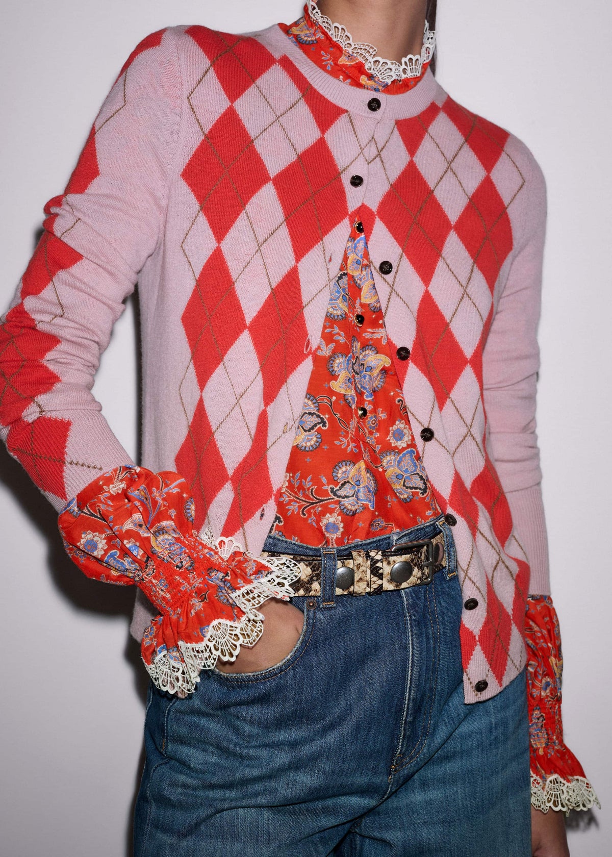 Orange Ornate Floral Paisley Print Blouse | ME+EM