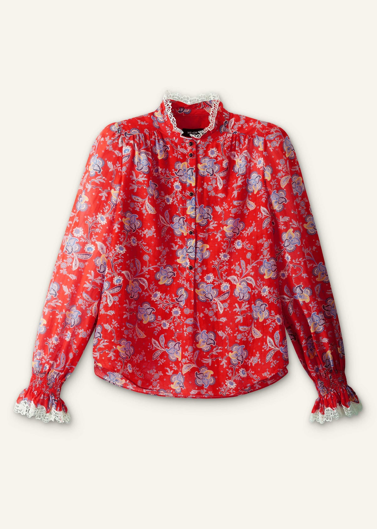 Orange Ornate Floral Paisley Print Blouse | ME+EM