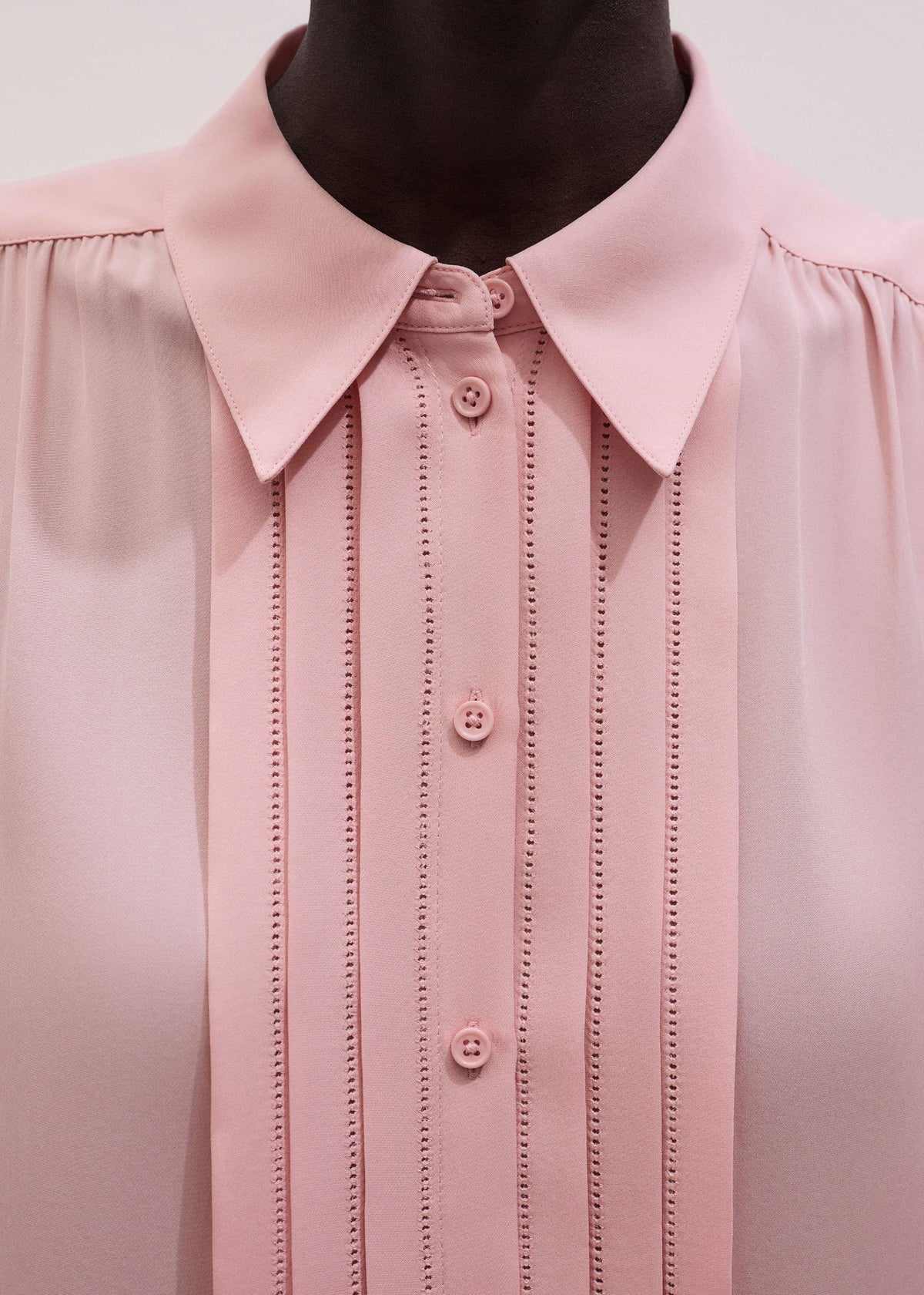 Pink Silk Feminine Embroidered Fluid Straight Blouse | ME+EM