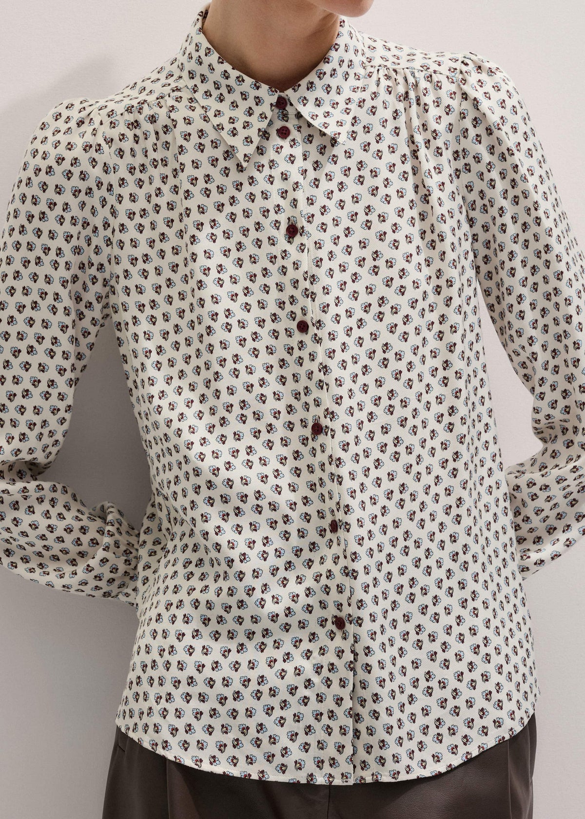 Cream Micro Paisley Print Blouse + Tie | ME+EM