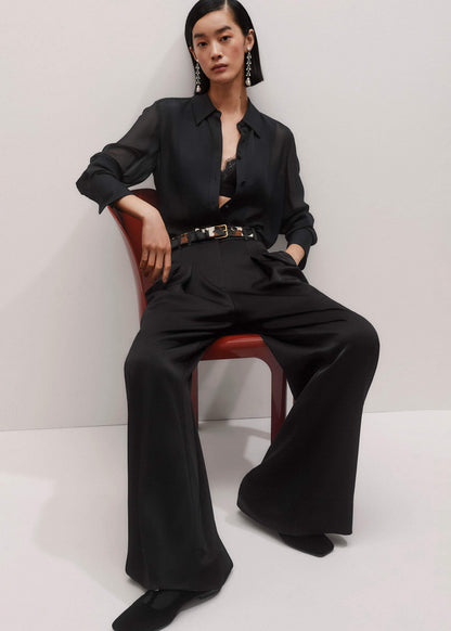Black Sheer Silk Evening Blouse | ME+EM
