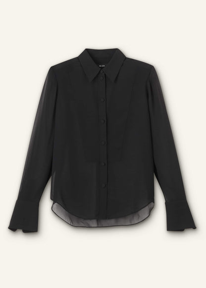 Black Sheer Silk Evening Blouse | ME+EM