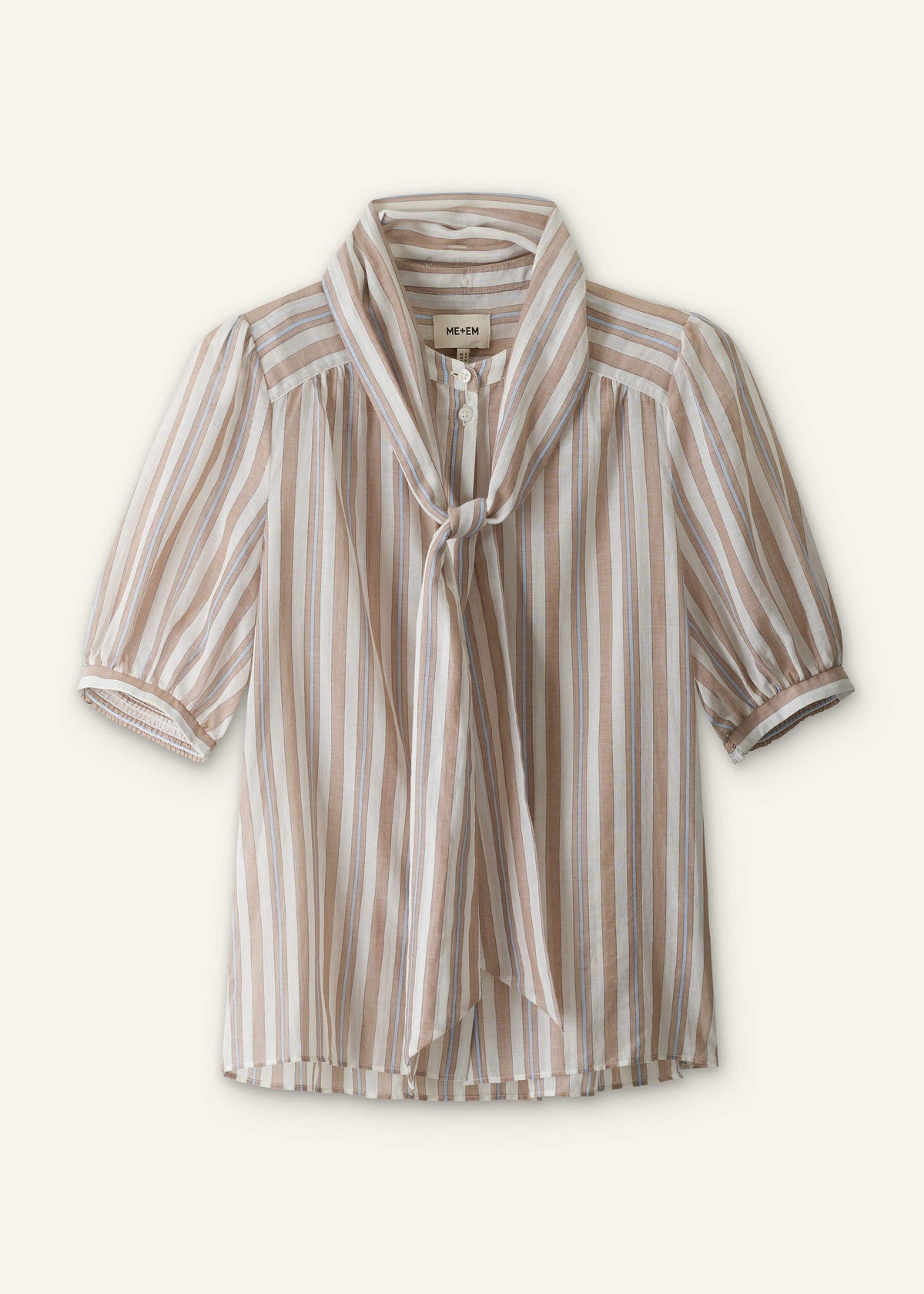 Brown Stripe Blouse + Tie | ME+EM