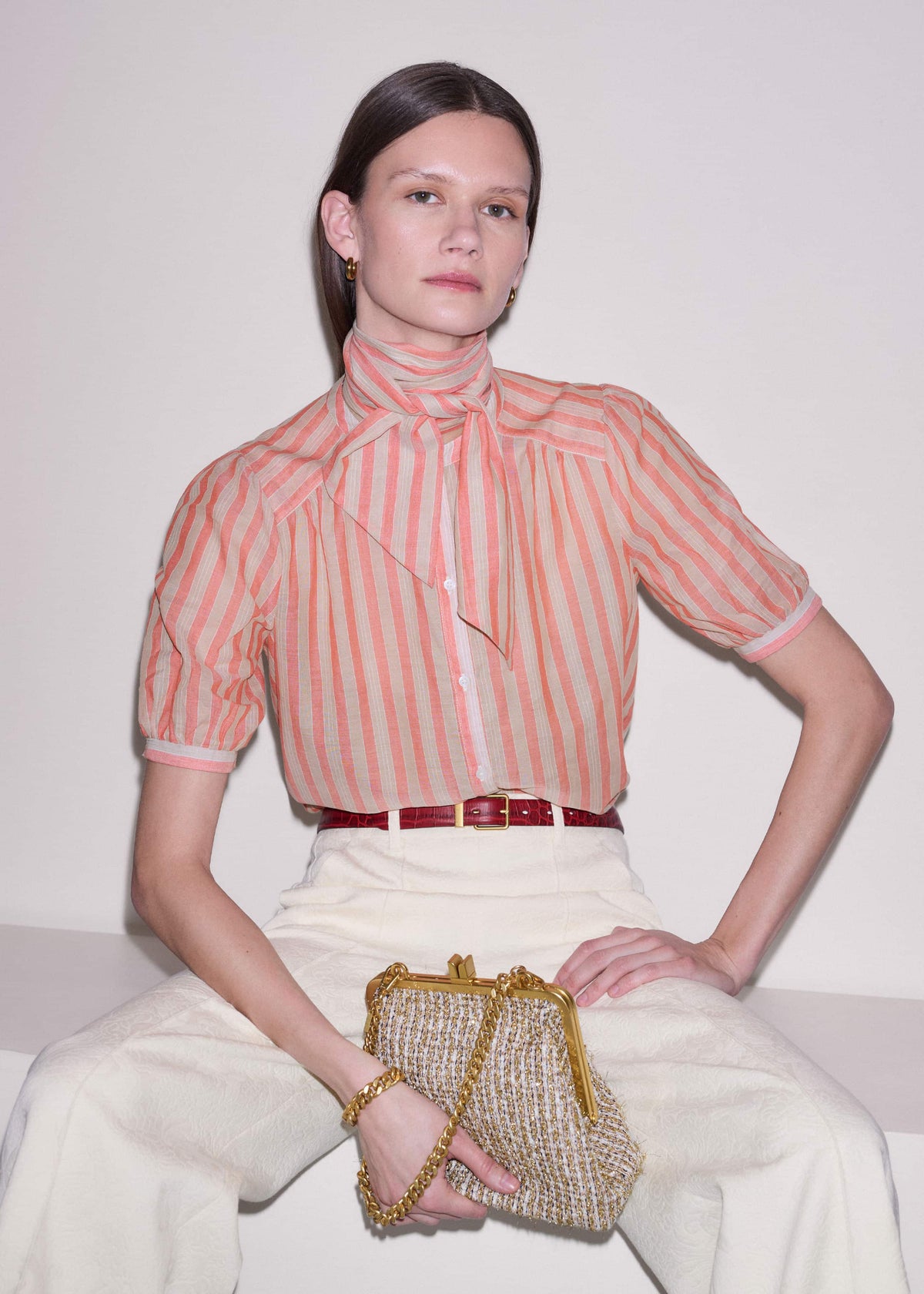 Orange Stripe Blouse + Tie | ME+EM