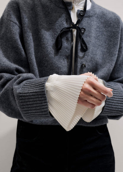 Cream Frill Neck Layering Blouse + Tie | ME+EM