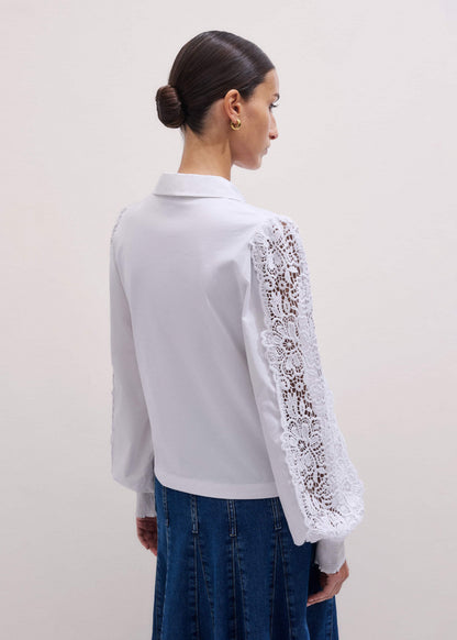 White Lace + Poplin Layering Shirt | ME+EM