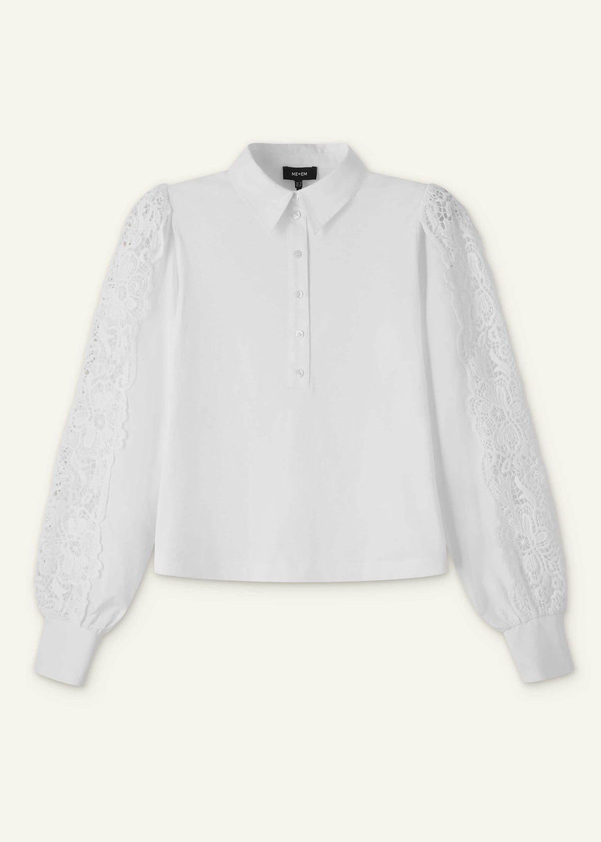 White Lace + Poplin Layering Shirt | ME+EM