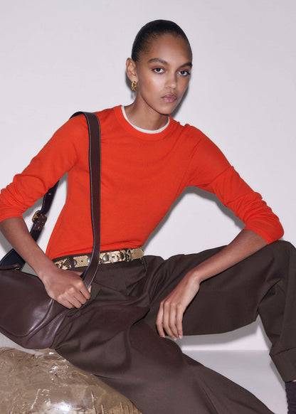 Orange Barely There Contrast Trim Sweater | ME+EM