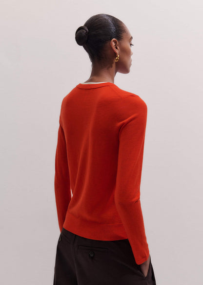 Orange Barely There Contrast Trim Sweater | ME+EM