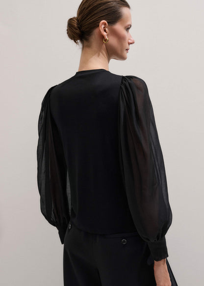 Black Balloon Sleeve Slim Layering Top | ME+EM
