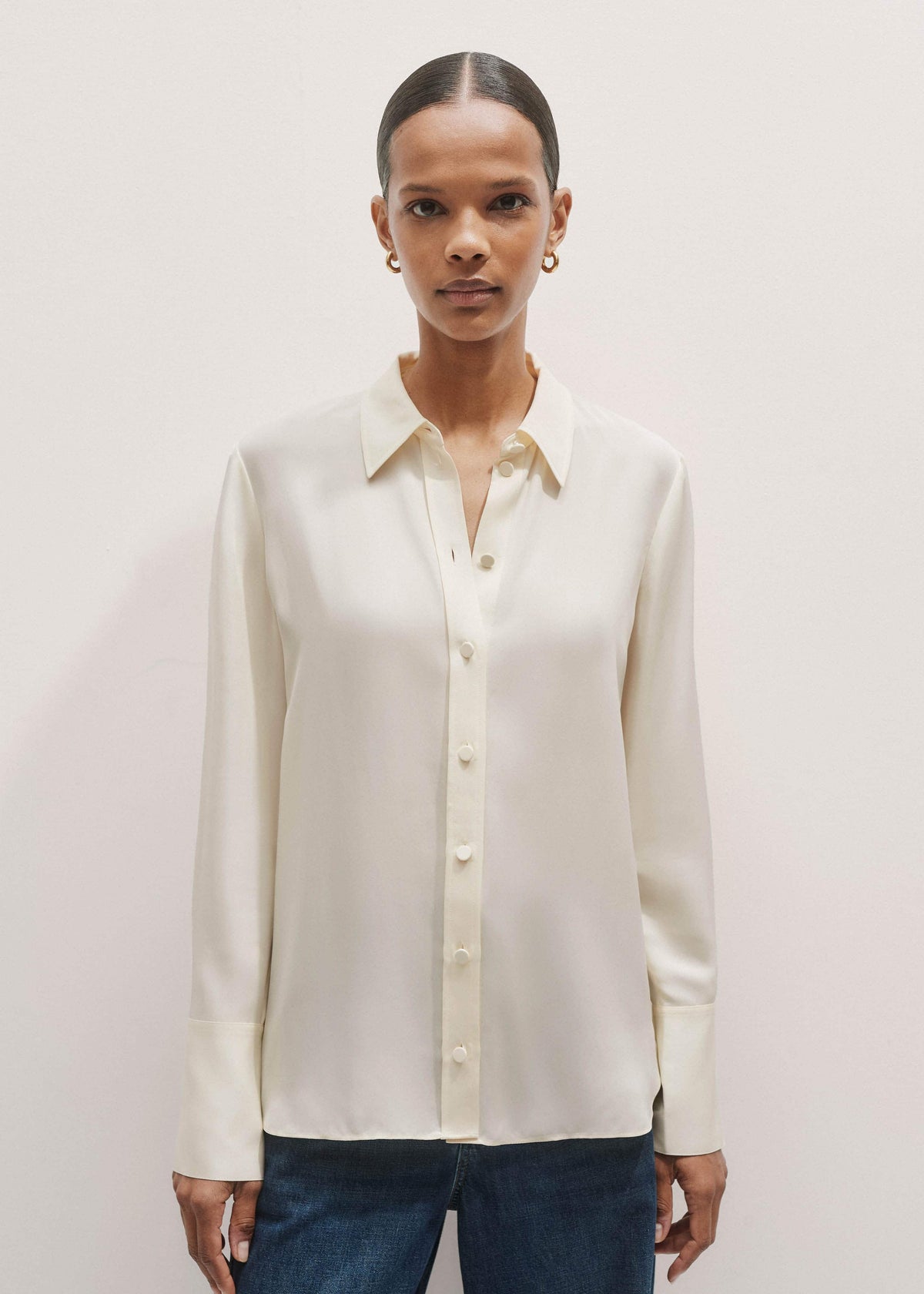 Cream Silk Shirt | ME+EM