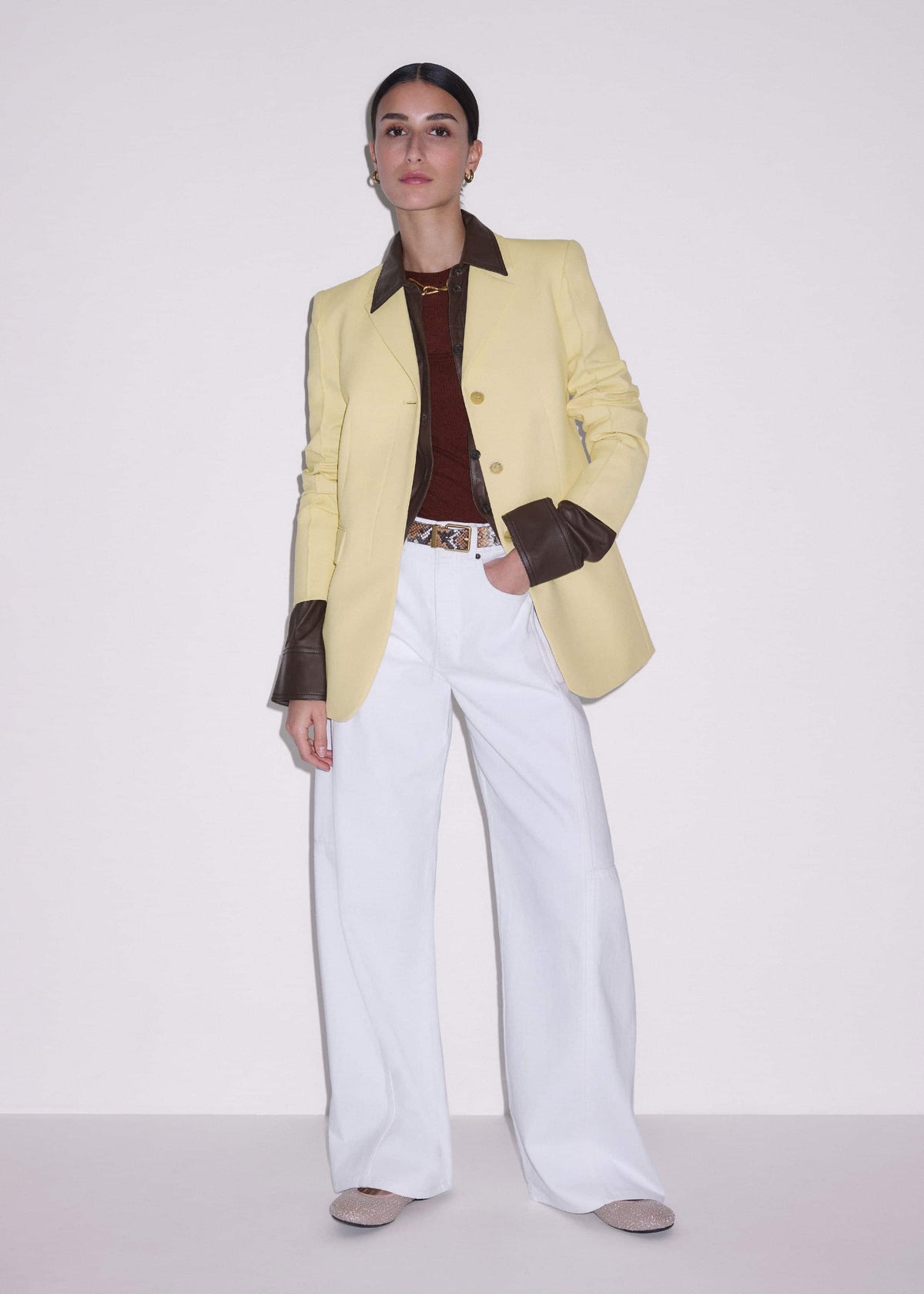 Brown Luxe Leather Straight Shirt | ME+EM