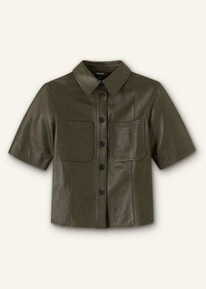 Olive Green Leather Utility Shirt | ME+EM