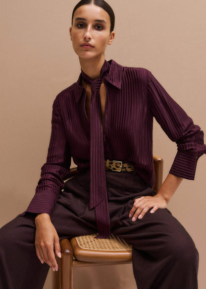 Red AM-PM Fluid Satin Shirt + Tie | ME+EM