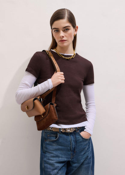 Brown Sheer Double-Layer Look Top | ME+EM