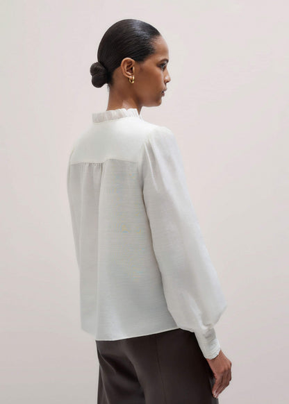 Cream Delicate Lace Trim Detail Top | ME+EM