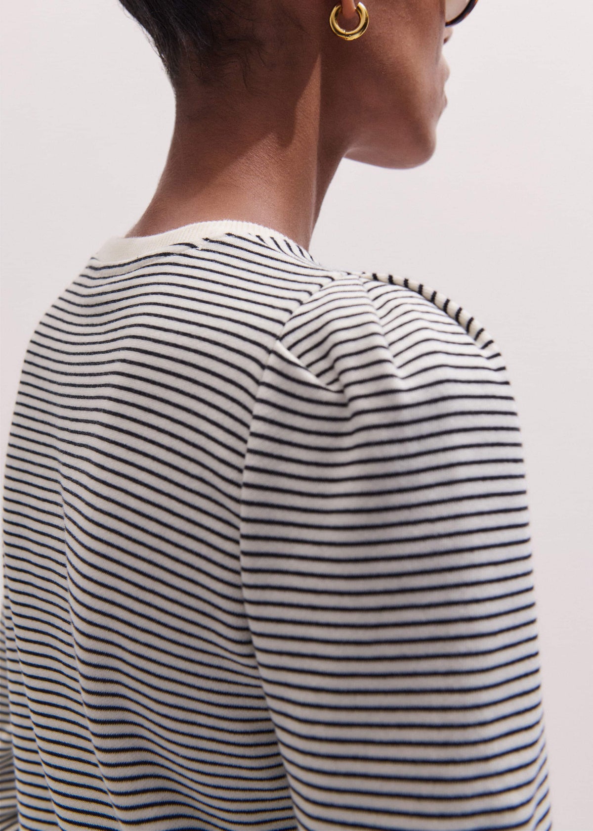 Navy Stripe Pouf Sleeve Sweatshirt | ME+EM