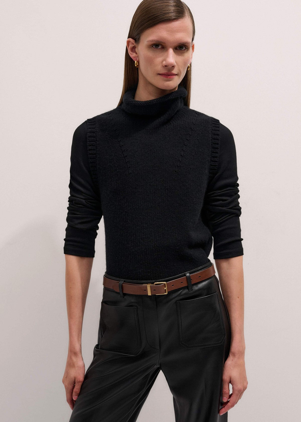 Black Cotton Rib Perfect Basic Top | ME+EM