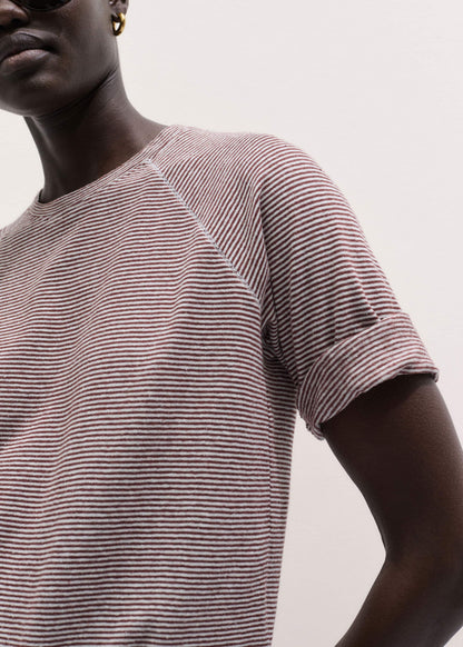 Cinnamon Soft Washed Stripe Raglan Tee | ME+EM