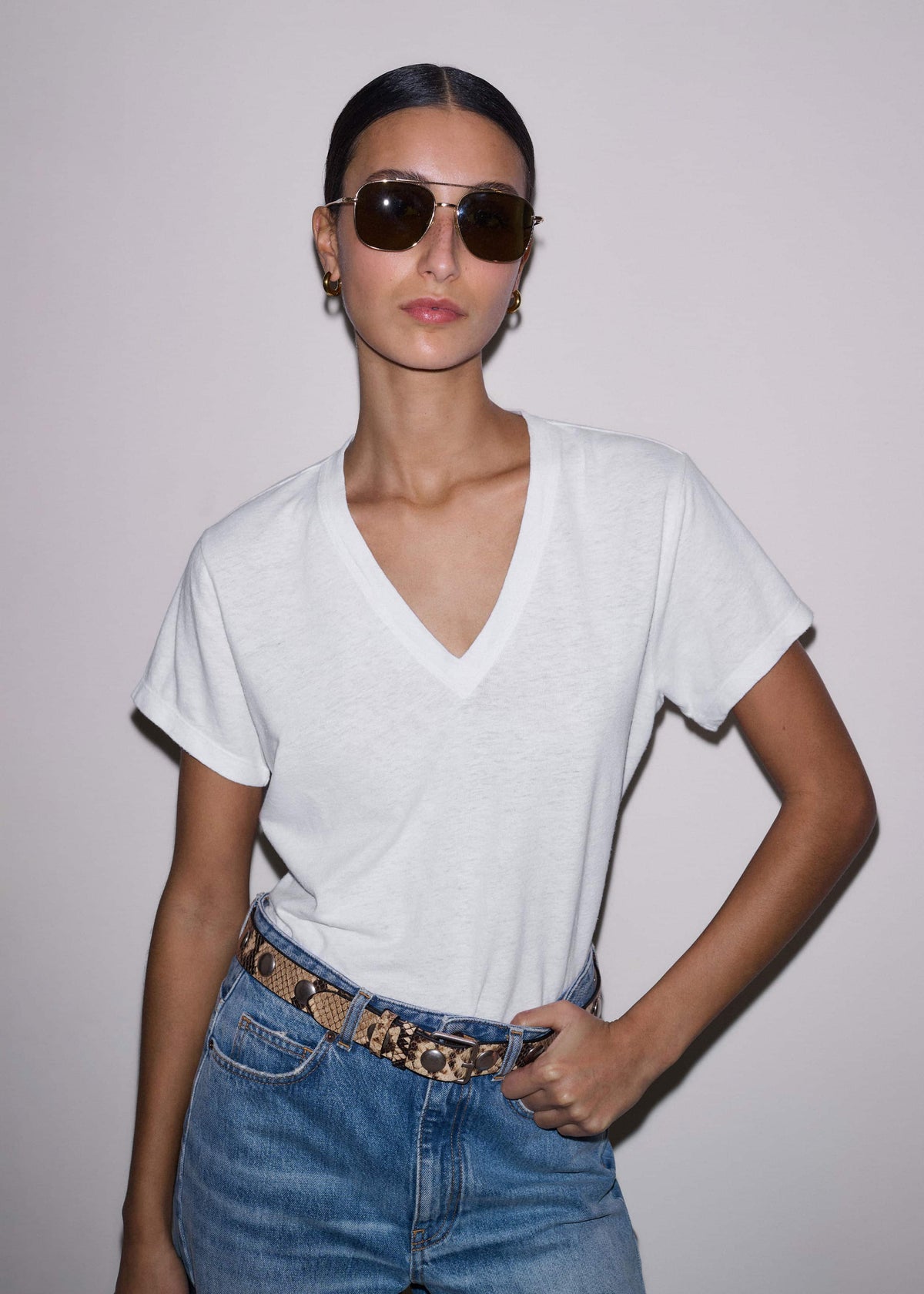 White Soft Washed V-Neck Tee | ME+EM