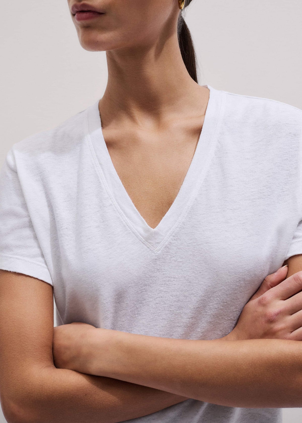 White Soft Washed V-Neck Tee | ME+EM