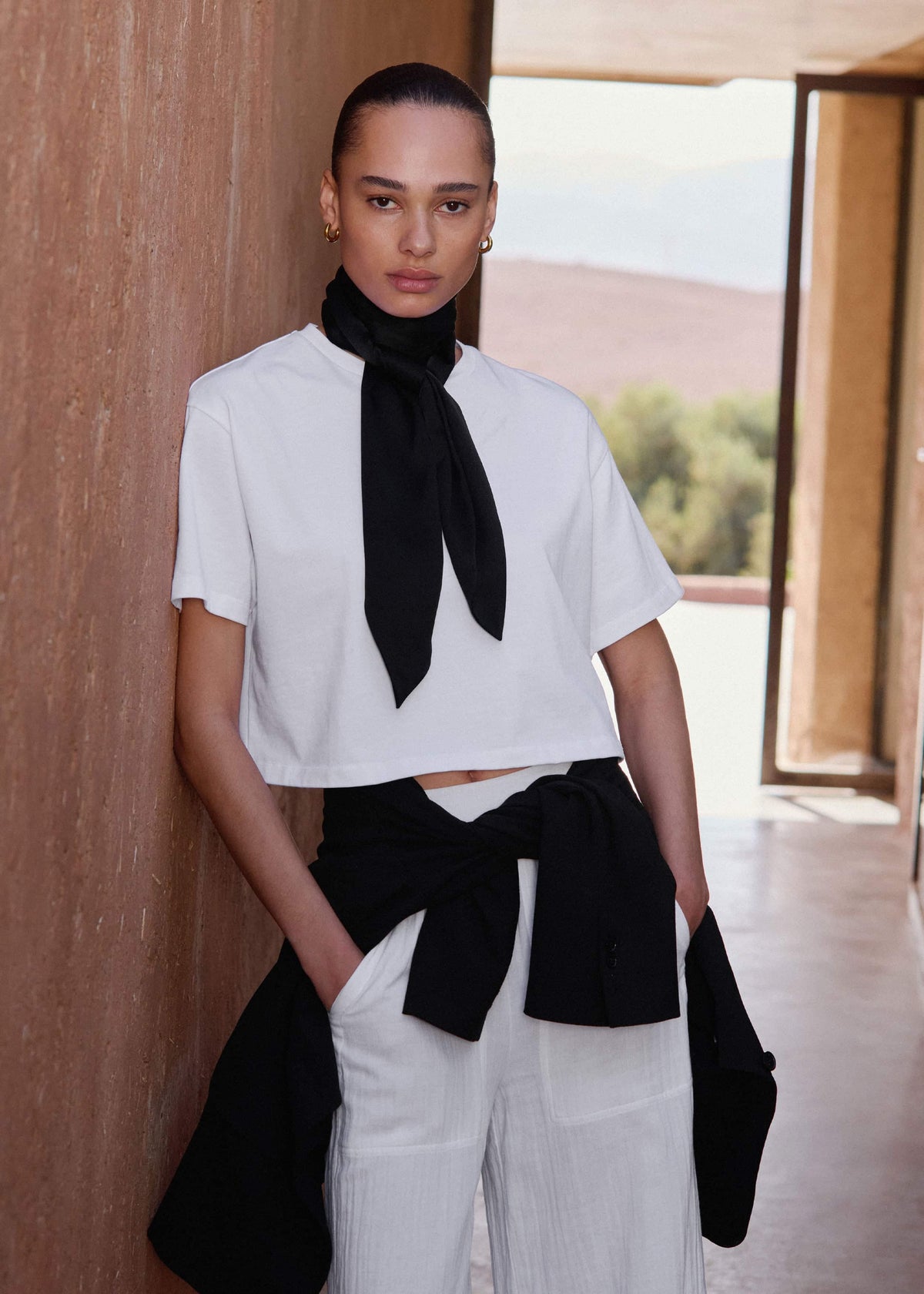 White Relaxed Cropped T-Shirt | ME+EM