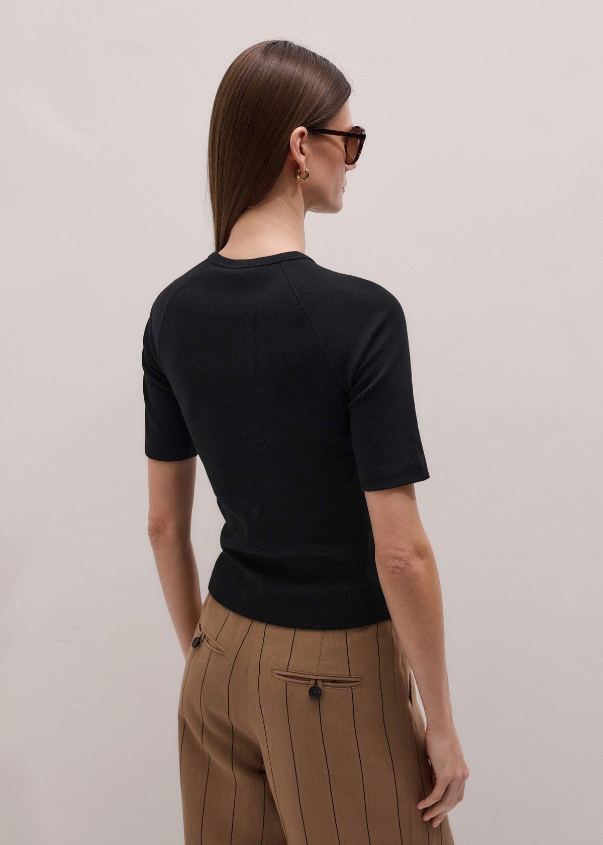 Black Short Sleeve Henley Top | ME+EM