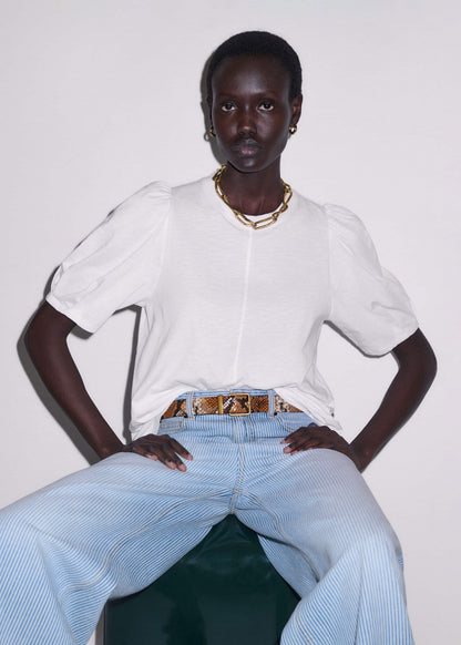 White Feminine Sleeve Swing Top | ME+EM