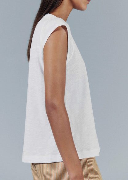 White Cap Sleeve Crew Neck Swing Tee | ME+EM