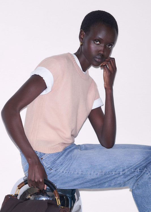 Pink Merino Cashmere Silk Straight Baby Tee | ME+EM