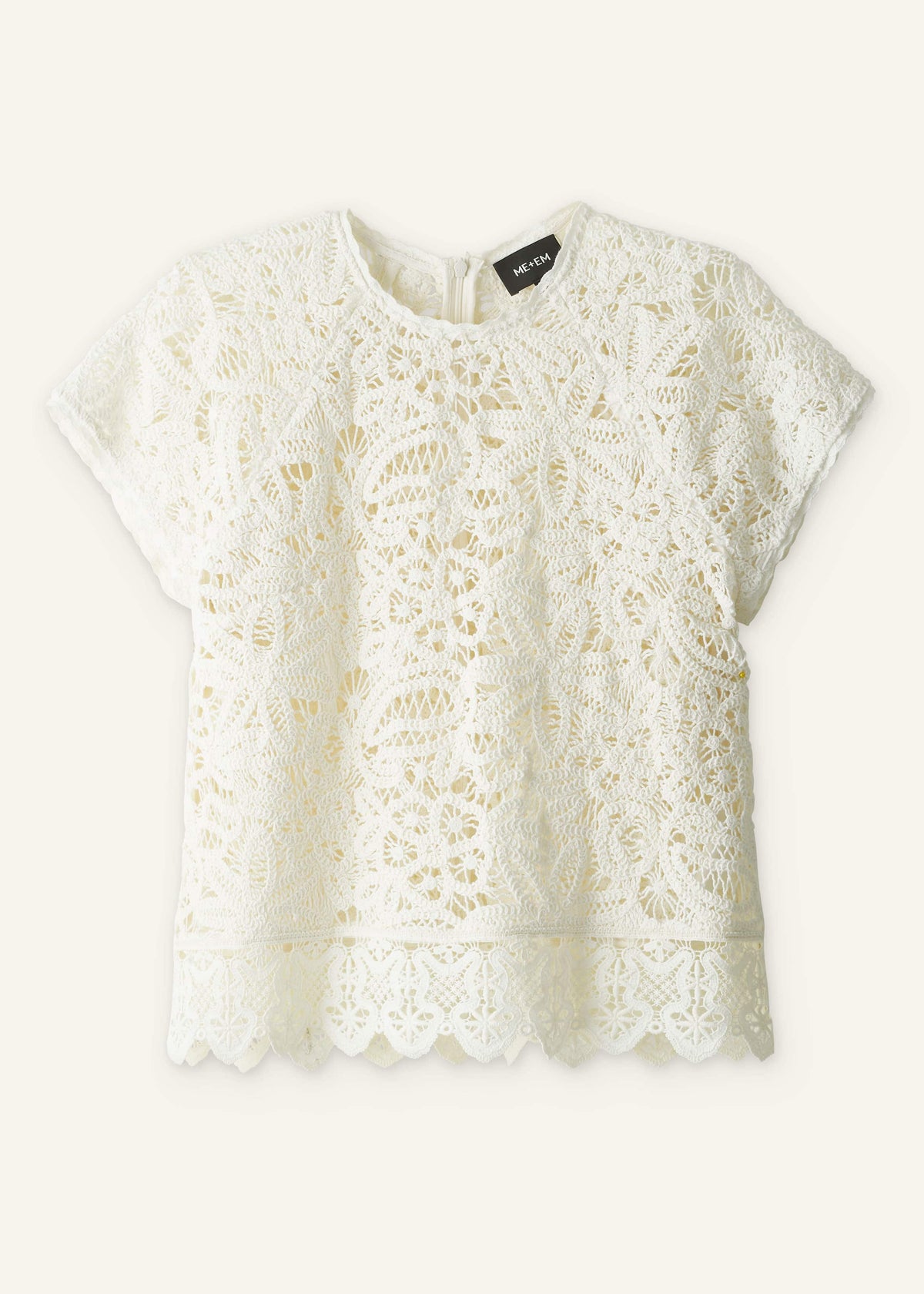 Cream Lace Crochet Crop Tee | ME+EM